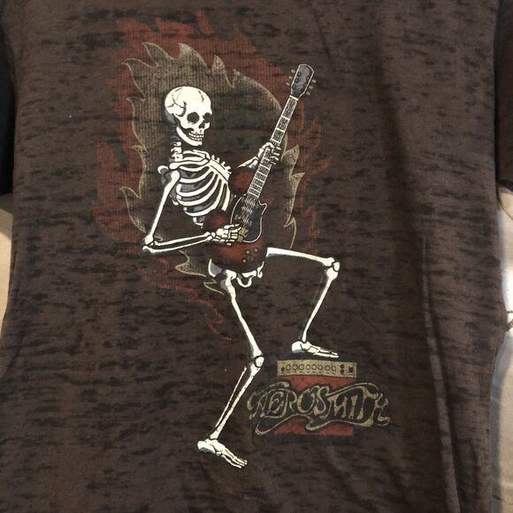 Disney Parks Small Aerosmith Rock 'n' Roller Coaster T-Shirt Skeleton Guitar Tee - Picture 2 of 6